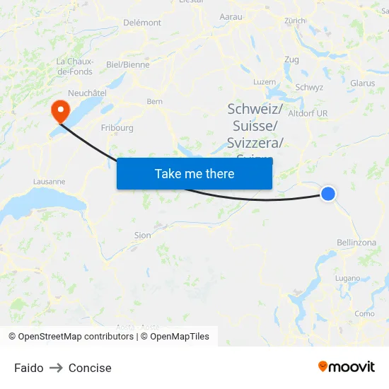 Faido to Concise map
