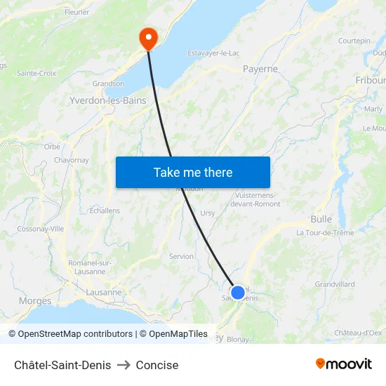Châtel-Saint-Denis to Concise map