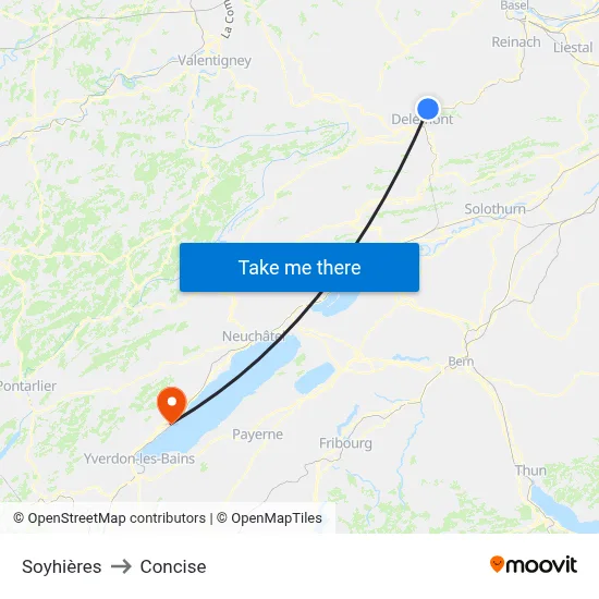 Soyhières to Concise map
