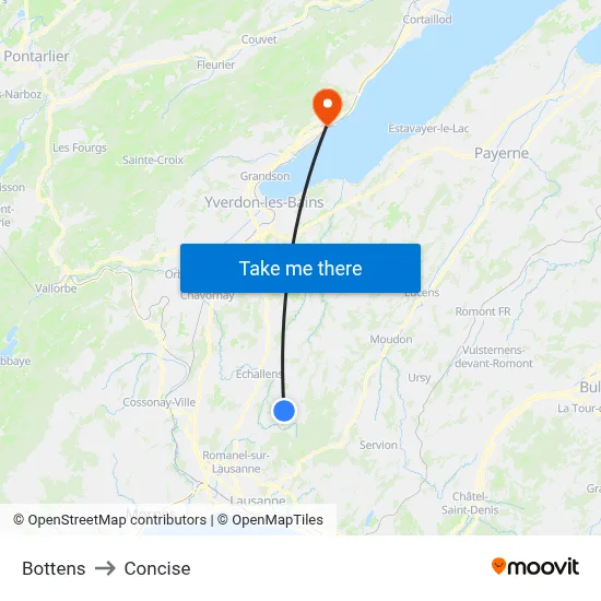 Bottens to Concise map