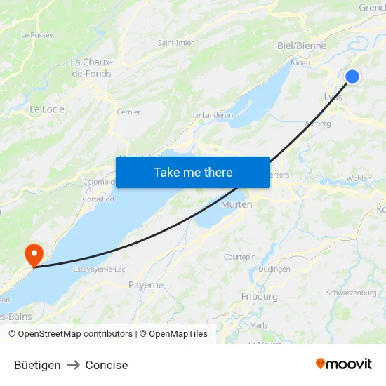 Büetigen to Concise map