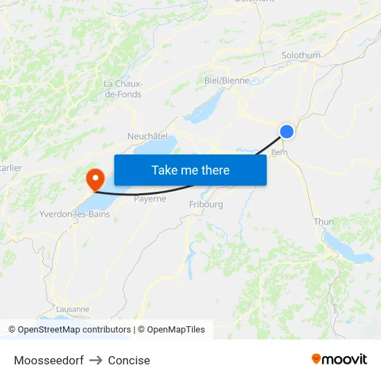 Moosseedorf to Concise map
