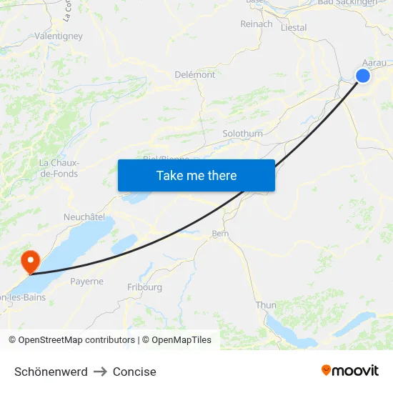 Schönenwerd to Concise map