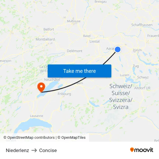 Niederlenz to Concise map