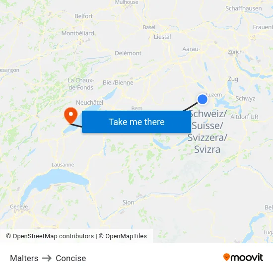 Malters to Concise map
