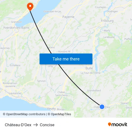 Château-D'Oex to Concise map