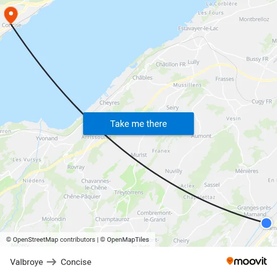 Valbroye to Concise map