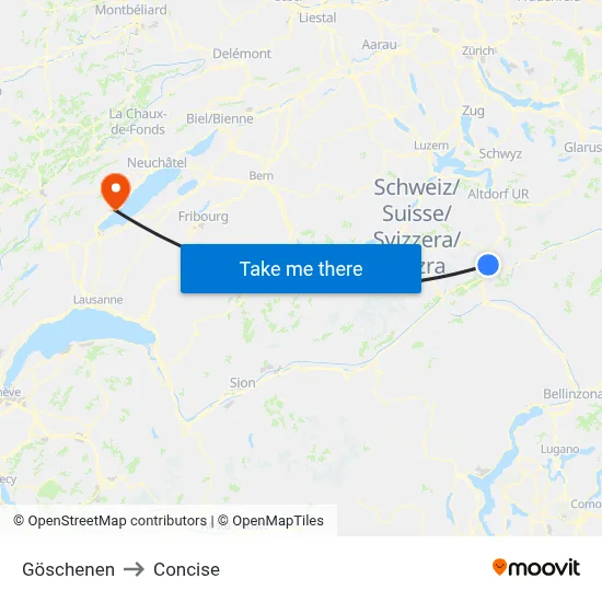 Göschenen to Concise map