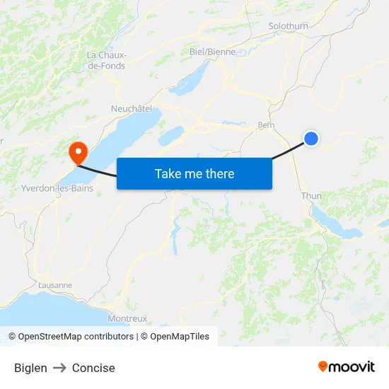 Biglen to Concise map