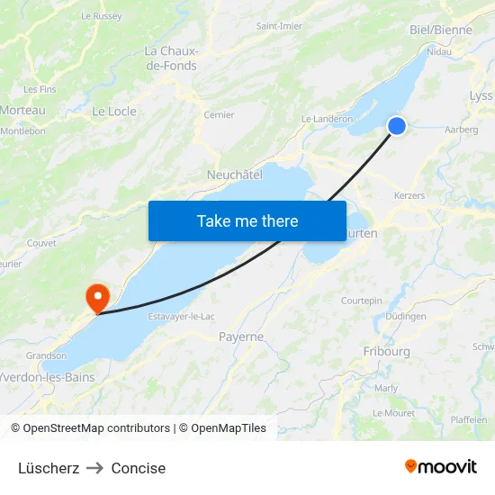 Lüscherz to Concise map