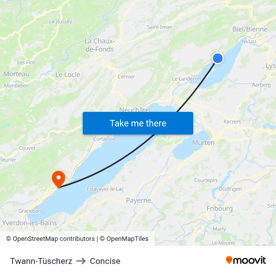 Twann-Tüscherz to Concise map