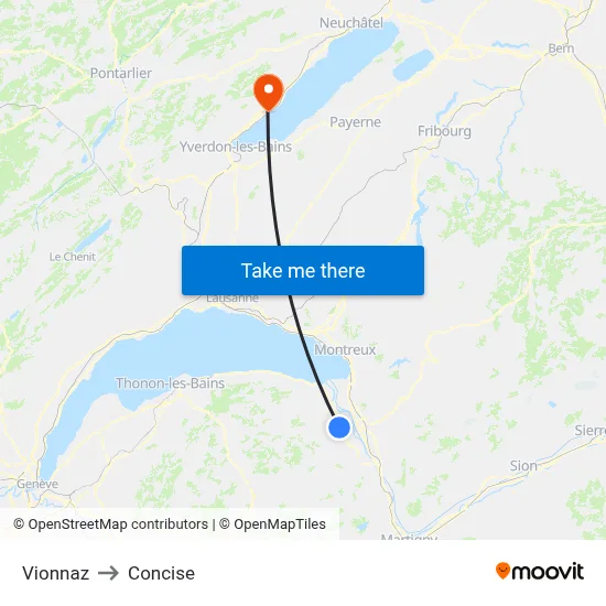 Vionnaz to Concise map