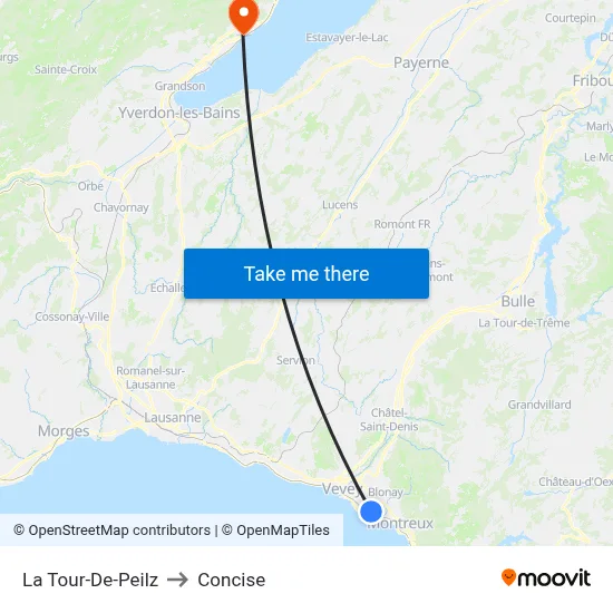 La Tour-De-Peilz to Concise map