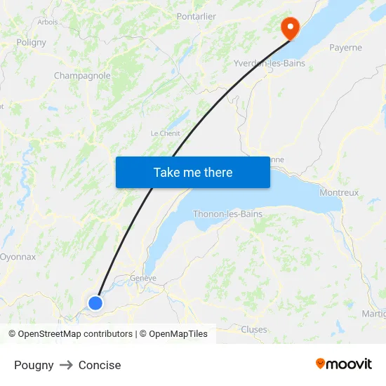 Pougny to Concise map