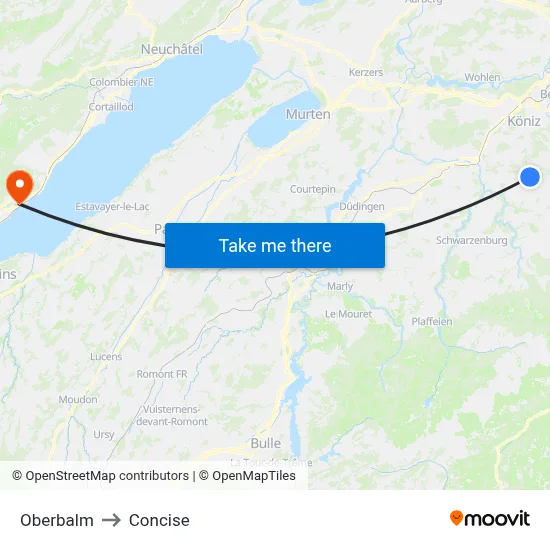 Oberbalm to Concise map