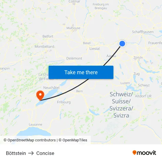 Böttstein to Concise map