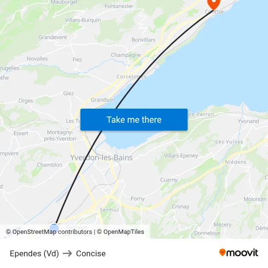 Ependes (Vd) to Concise map