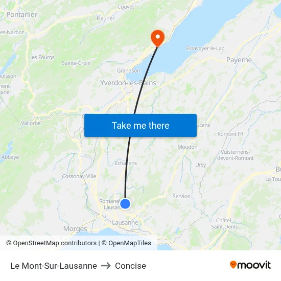Le Mont-Sur-Lausanne to Concise map