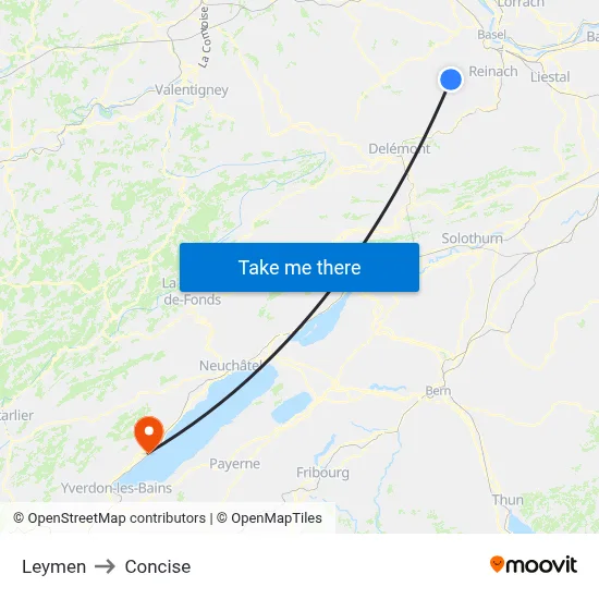 Leymen to Concise map
