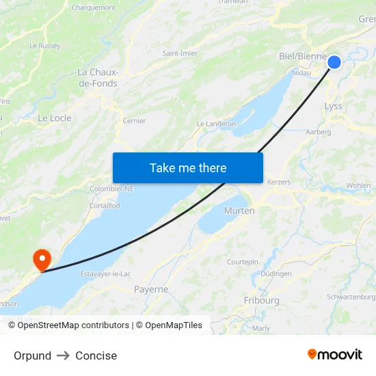 Orpund to Concise map