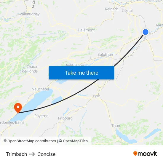 Trimbach to Concise map