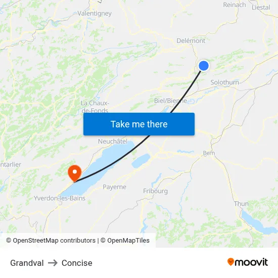 Grandval to Concise map