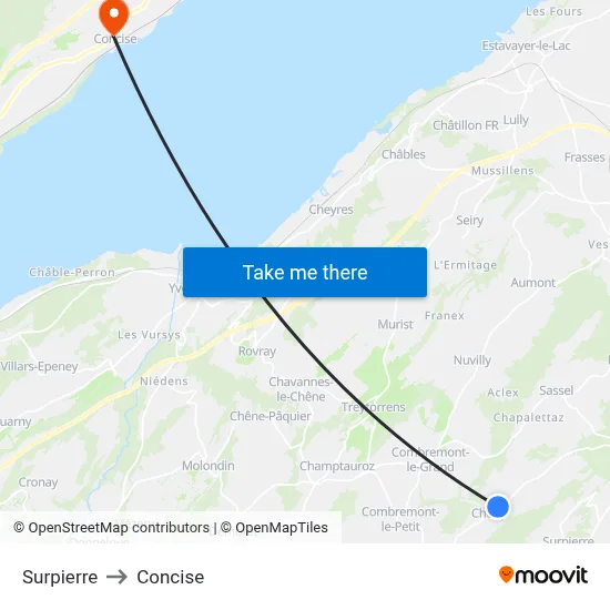 Surpierre to Concise map