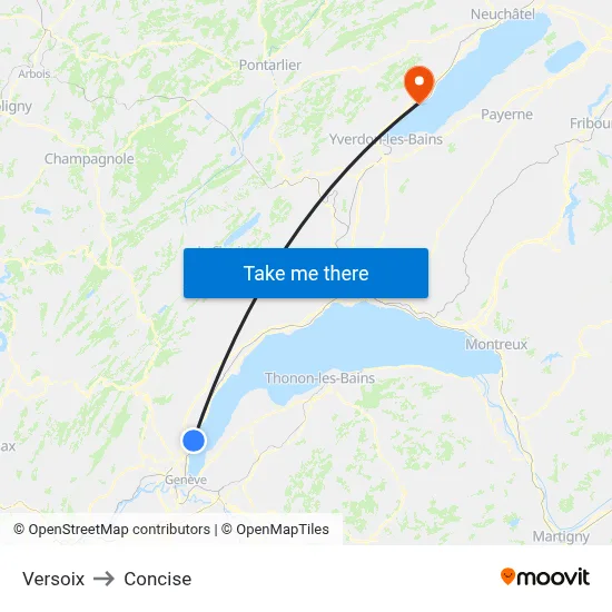 Versoix to Concise map
