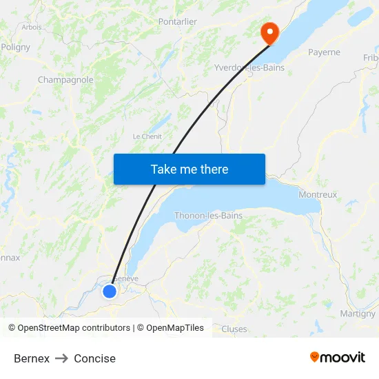 Bernex to Concise map