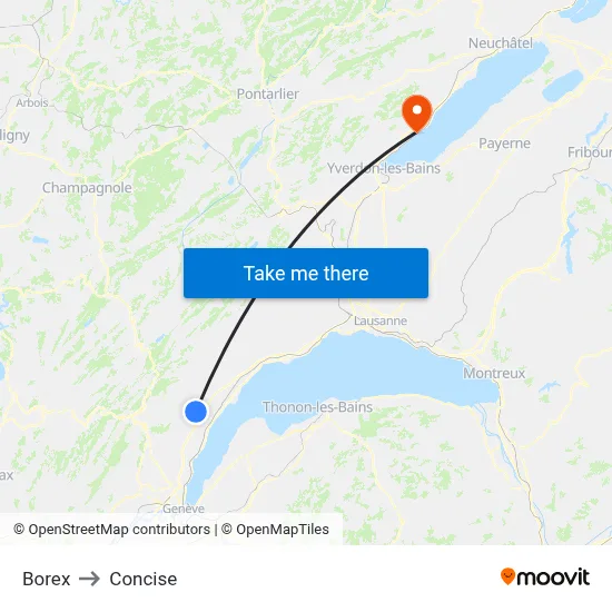 Borex to Concise map