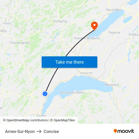 Arnex-Sur-Nyon to Concise map