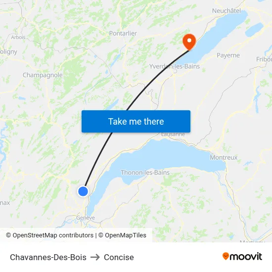 Chavannes-Des-Bois to Concise map