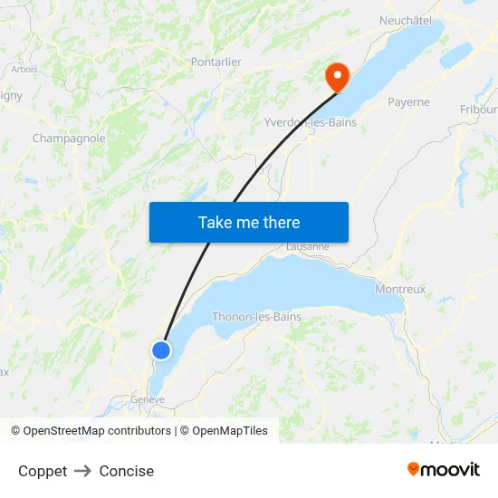 Coppet to Concise map