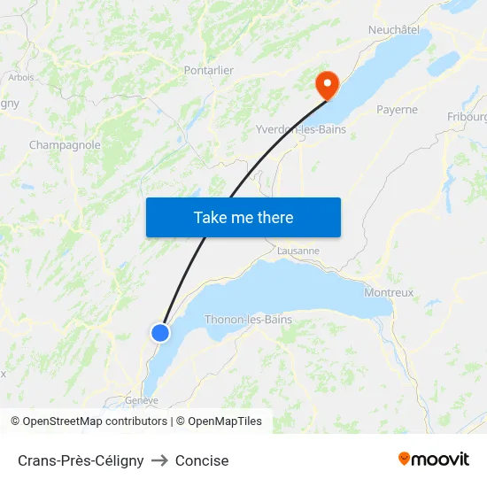 Crans-Près-Céligny to Concise map