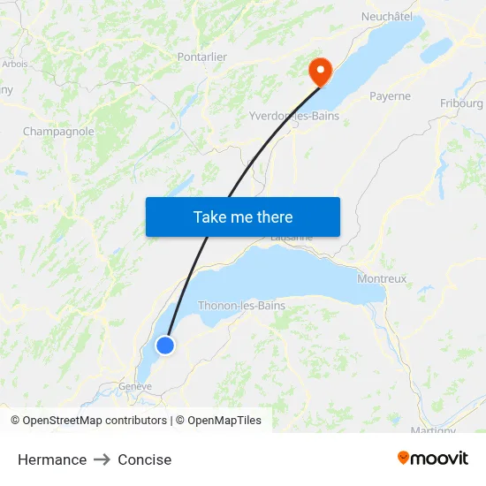Hermance to Concise map