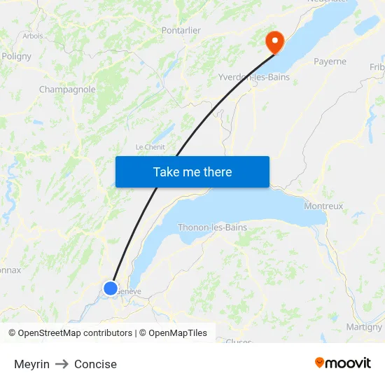 Meyrin to Concise map
