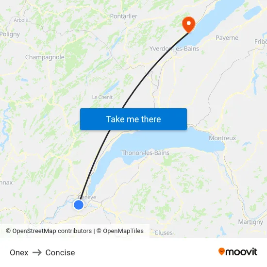 Onex to Concise map