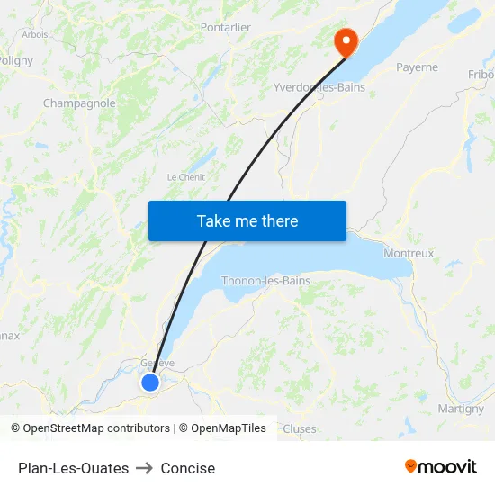 Plan-Les-Ouates to Concise map