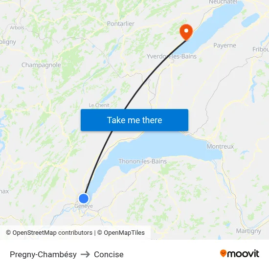 Pregny-Chambésy to Concise map