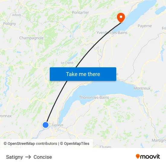 Satigny to Concise map