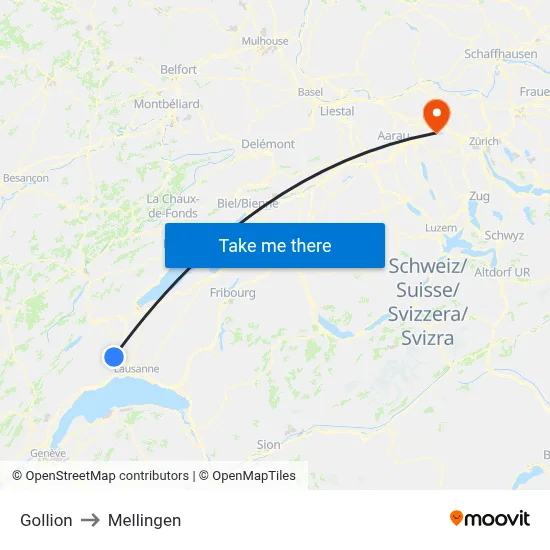 Gollion to Mellingen map