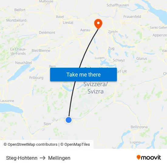 Steg-Hohtenn to Mellingen map