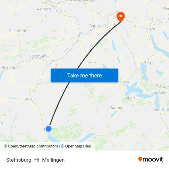 Steffisburg to Mellingen map