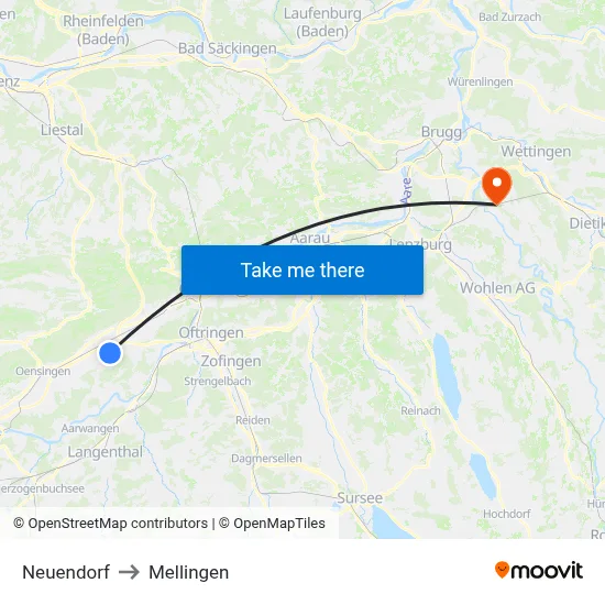Neuendorf to Mellingen map