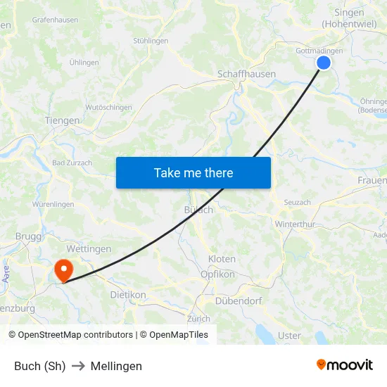 Buch (Sh) to Mellingen map
