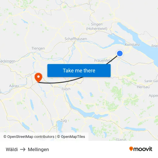 Wäldi to Mellingen map
