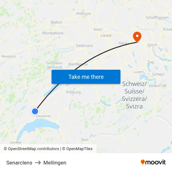 Senarclens to Mellingen map
