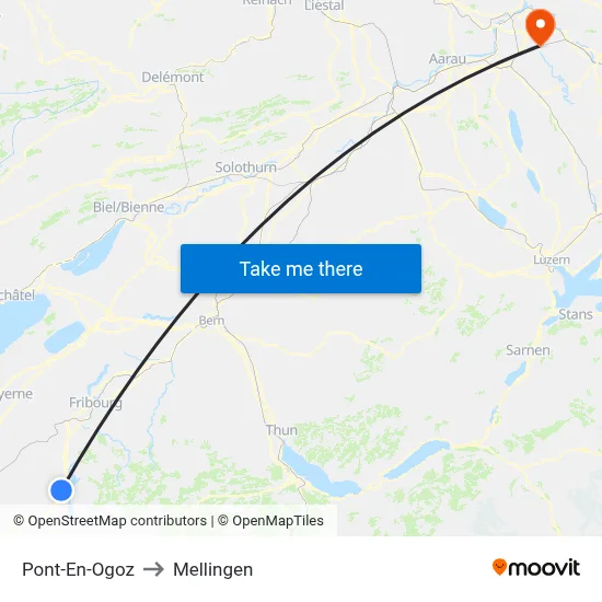 Pont-En-Ogoz to Mellingen map