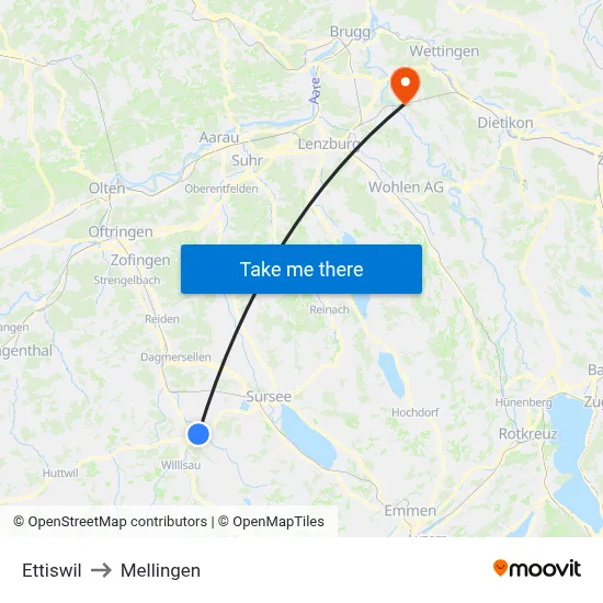 Ettiswil to Mellingen map