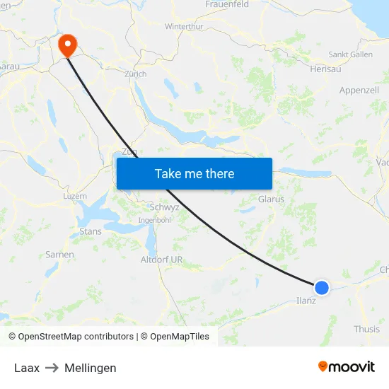 Laax to Mellingen map